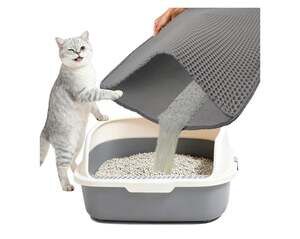 Double Layer Honeycomb Cat Litter Trapping Mat, Waterproof and Urine Proof Scatt